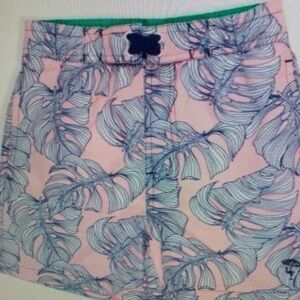 Pink and Blue Leaf Print Women's Shorts
